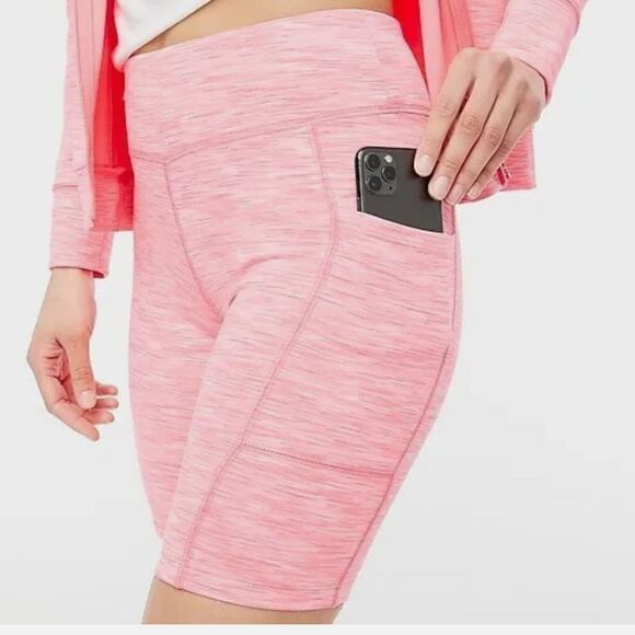 J. CREW SPACE-DYED BIKE SHORTS NEON PINK/WHITE PLUS SIZE 3X NWT - Picture 3 of 4